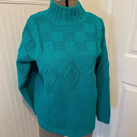 VTG KELLY GREEN RAMIE AND COTTON SWEATER SIZE M BY CASUAL CORNER - Picture 1 of 9